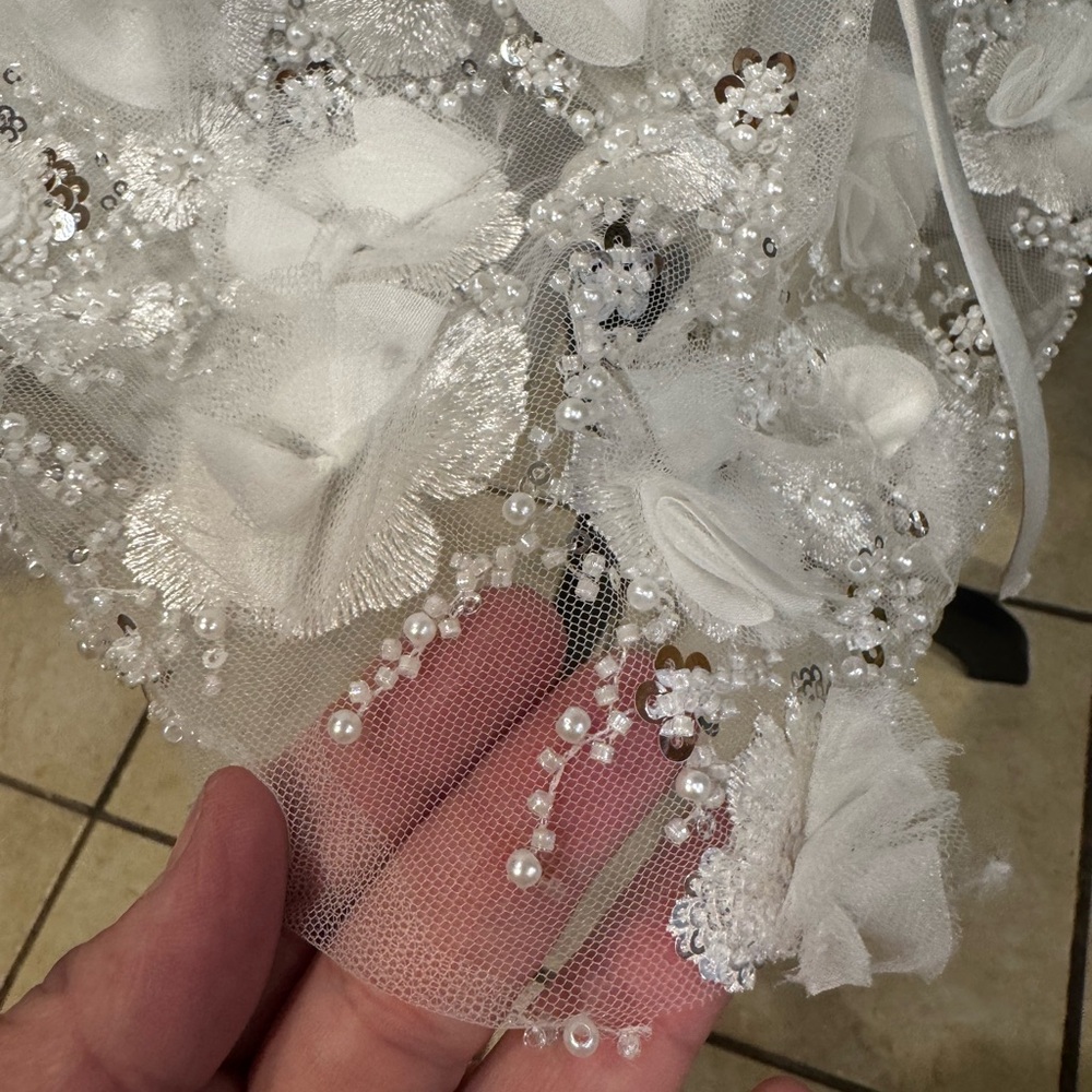White Floral Lace Wedding Dress - Picture 11 of 16